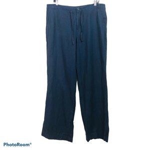 Vtg GAP Drawstring 14 Navy Blue 100% Linen Pants